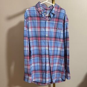 Vineyard Vines Blue and Red Plaid Button-Up Shirt